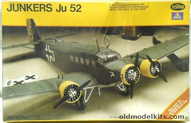 Testors 1/72 Junkers Ju-52 - Ju-52 3M Landplane Or Ju-52 3Mg5e Floatplane - Luftwaffe Mediterranean 1942/43 - Crete 1941 - g5e Crete 1941/42 - (Ju523M), 869 plastic model kit