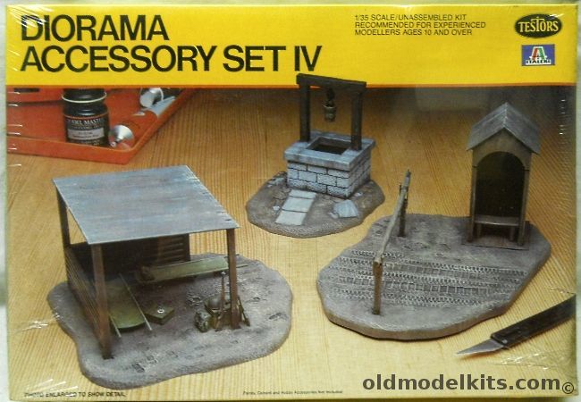 Testors 1/35 Diorama Accessory Set IV - Checkpoint / First Aid Station / Draw Well, 887 plastic model kit