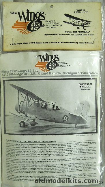 Vac Wings 1/48 Curtiss SOC Seagull -  Bagged, VW4813 plastic model kit