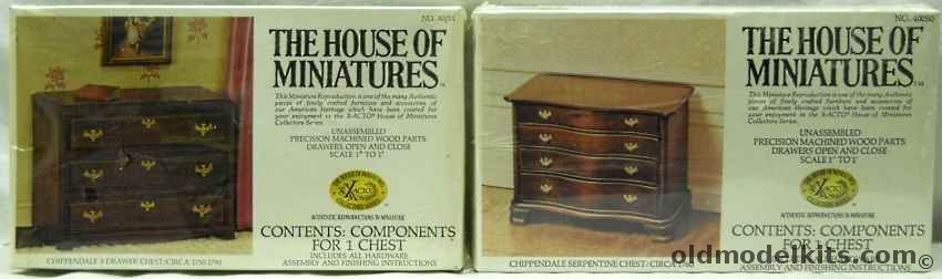 X-Acto 1/12 Chippendale 3 Drawer Chest and 40050 Chippendale Serpentine Chest Circa 1760s, 40011 plastic model kit