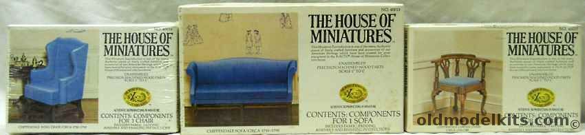 X-Acto 1/12 Chippendale Corner Chair / 40016 Chippendale Wing Chair / 40015 Chippendale Sofa Late 1700s, 40037 plastic model kit