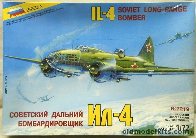 Zvezda 1/72 Ilyuschin Il-4 Long Range Russian Bomber, 7219 plastic model kit