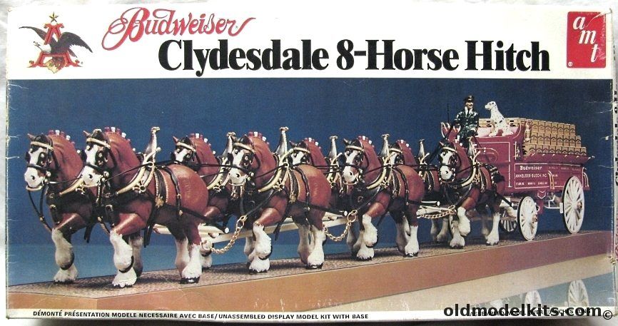 AMT 1/20 Budweiser Clydesdale 8-Horse Hitch - And Wagon, 7702 plastic model kit