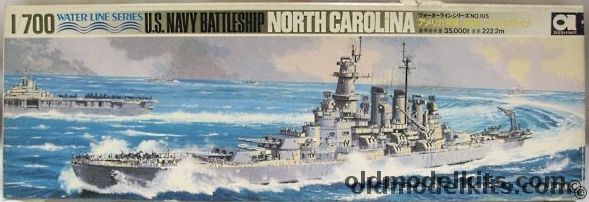 Aoshima 1/700 USS North Carolina Battleship, 105 plastic model kit