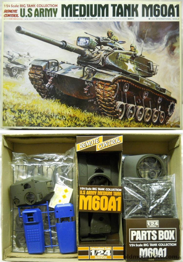 Bandai 1/24 M60A1 Patton Medium Tank - Motorized Remote Control, 35407 plastic model kit