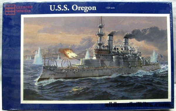 Glencoe 1/225 USS Oregon BB-3  Battleship - (Indiana Class) - With Decals for USS Indiana (BB-1) / USS Massachusetts (BB-2), 08301 plastic model kit