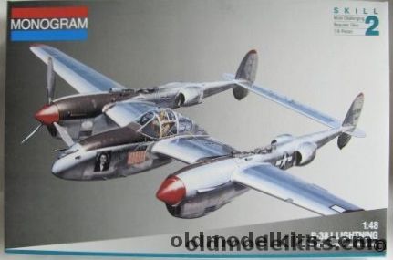 Monogram 1/48 P-38J Lightning Richard Bong - Day Fighter / Droop Snoot / Night Fighter - Major Richard Bong WWII US Ace of Aces, 5479 plastic model kit