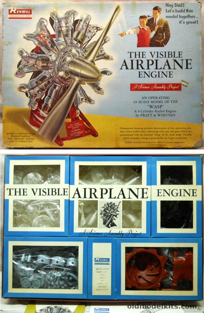 Renwal 1/4 The Visible Airplane Engine - WASP 9 Cylinder Radial by Pratt & Whitney, 809-1495 plastic model kit