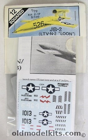 12 Squared 1/72 JB-2 (LTV-N--2 Loon) (V-1) Missile - Bagged, 2-17 plastic model kit