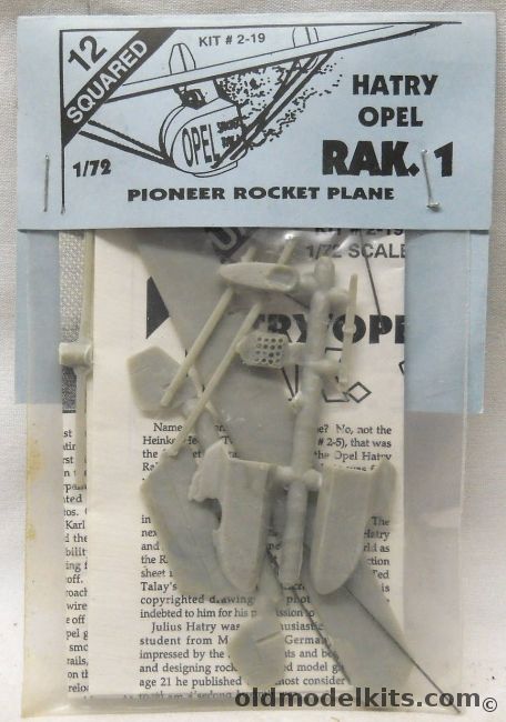12 Squared 1/72 Hatry Opel RAK-1 - Pioneer Rocket Plane - Bagged - (RAK1), 2-19 plastic model kit