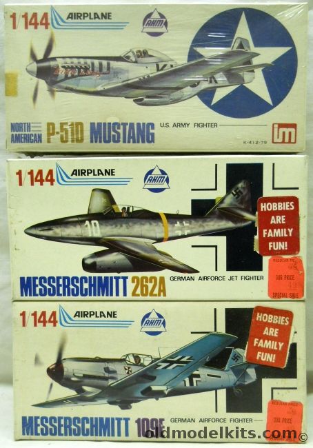 AHM 1/144 Messerschmitt Me-262 / Bf-109E /  P-51D Mustang, K407-79 plastic model kit