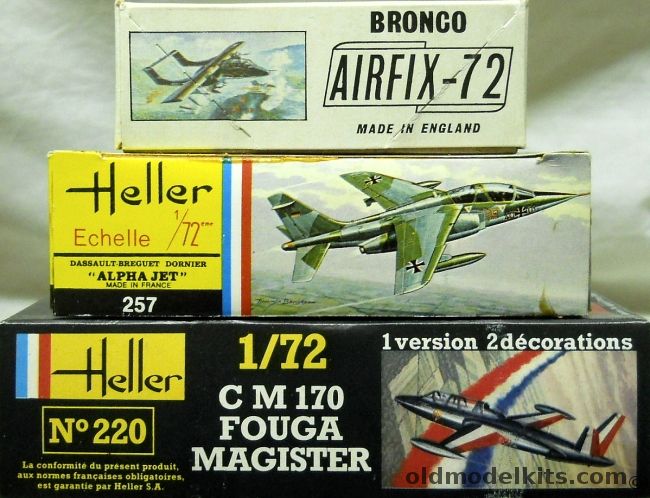Airfix 1/72 OV-10 Bronco / TWO Heller Alpha Jet / Heller CM-170 Fouga Magister, 265 plastic model kit
