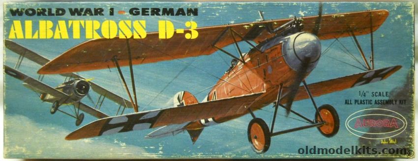 Aurora 1/48 German Albatross D-3 In Red Plastic - (Albatros DIII), 104-100 plastic model kit