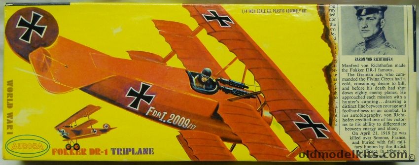 Aurora 1/48 Fokker DR-1 Triplane - Newspaper Issue, 105-100 plastic model kit