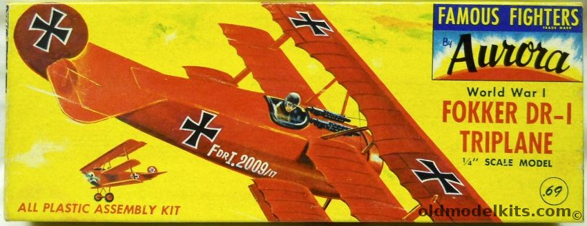 Aurora 1/48 Fokker DR-1 Triplane, 105-69 plastic model kit