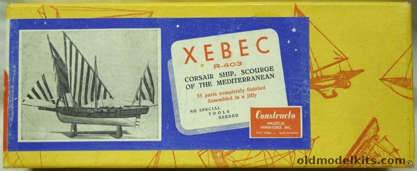Constructo 1/265 Xebec Corsair Ship Scounge Of The Mediterranean - Highly Prefabricated Wooden Ship, R-403 plastic model kit