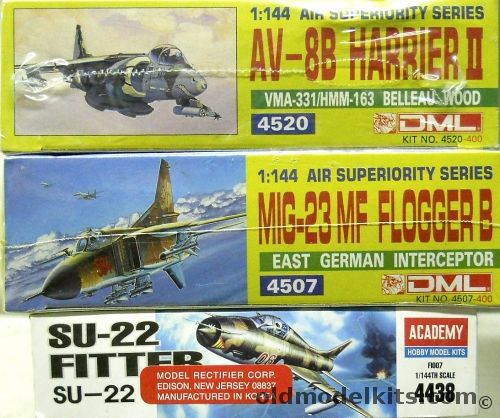 DML 1/72 AV-8B Harrier / Mig-23 MF Flogger / Academy SU-22 Fitter, 4520 plastic model kit