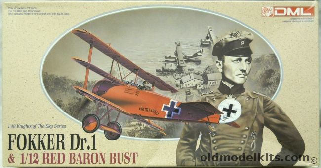 DML 1/48 Fokker DR-1 Triplane With 1/12 Scale Red Baron Bust, 5903 plastic model kit
