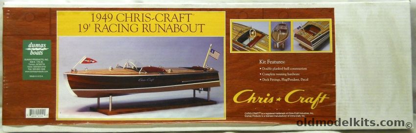 Dumas 1/8 1949 19' Chris-Craft Mahogany Racing Runabout - 28 Inch Long Plank-On-Frame Ship for R/C or Display, 1249 plastic model kit