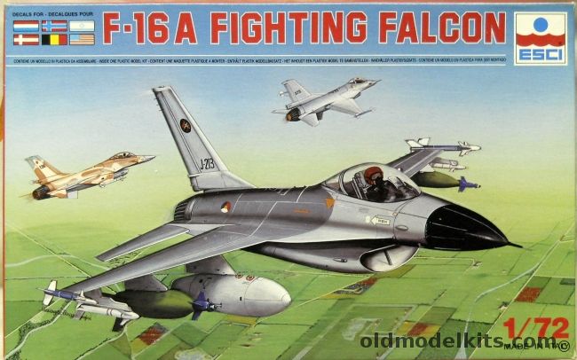 ESCI 1/72 TWO General Dynamics F-16 A/B Fighting Falcon - Netherlands 312 Sq / Norway 332 Skv / Israeli Air Force / Denmark 727 Sq / Belgium 1st Wing 349 Sq / USAF 474 TFW 428 TFS, 9026 plastic model kit