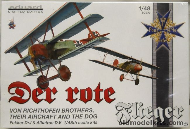 Eduard 1/48 Der Rote Flieger Fokker Dr.I And Albatros D.V The Von Richthofen Brothers Their Aircraft And The Dog Dual Combo - (Dr-I, Dr-1, D-V), 1136 plastic model kit
