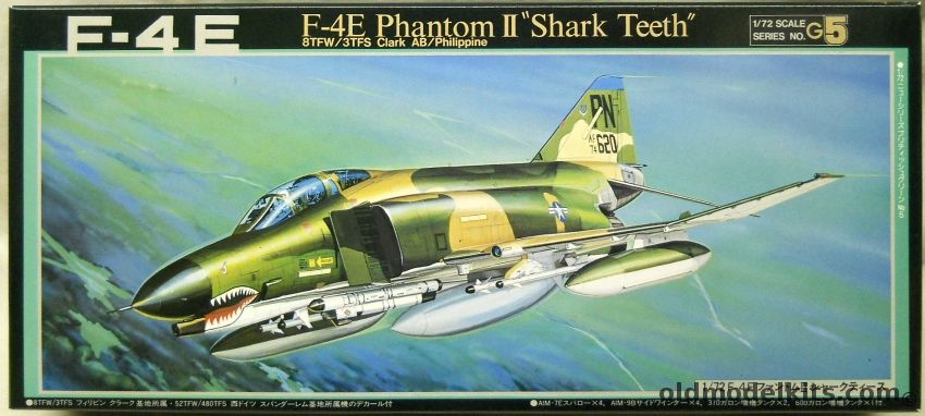Fujimi 1/72 McDonnell F-4E Phantom II Shark Teeth - 8TFW 3TFS Clark Air Base Philippines / 52nd TFW 480 TFS, G5 plastic model kit
