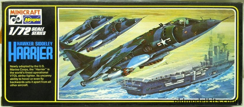 Hasegawa 1/72 TWO Hawker Siddeley Harrier GR1 - No. 20 Sq or No. 3 Sq RAF / US Marines VMA-513 'Flying Nightmares', 028 plastic model kit