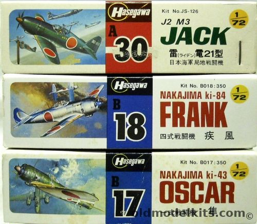 Hasegawa 1/72 J2 M3 Jack 21 / Nakajima Ki-84 Frank / Nakajima Ki-43 Oscar, A30 plastic model kit