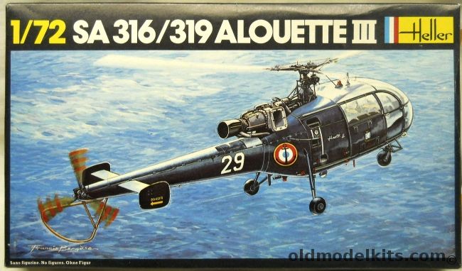 Heller 1/72 TWO SA-316 or SA-319 Alouette III - French Air Force E.H. 3/67 Parisis / French Navy Carrier Clemenceau, 225 plastic model kit