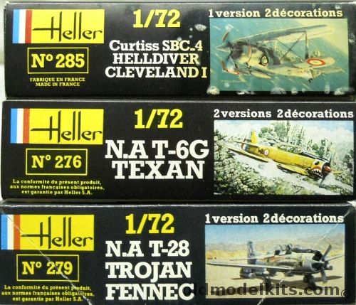 Heller 1/72 Curtiss SBC4 Helldiver / THREE T-6G Texan / TWO T-28 Trojan, 285 plastic model kit