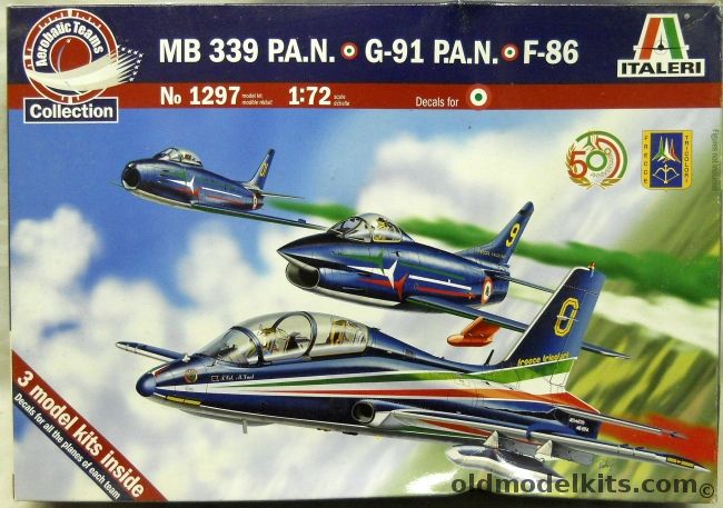 Italeri 1/72 Frecce Tricolori Aerobatic Team Mb-339 P.A.N / G-91 Gina P.A.N. / F-86 Sabre, 1297 plastic model kit