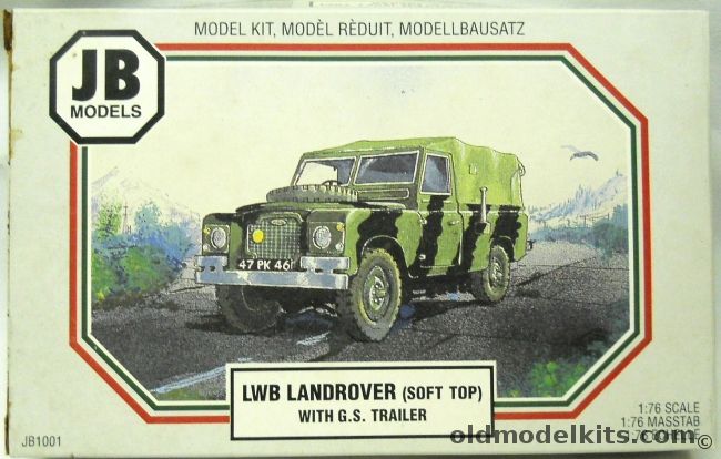 JB Models 1/76 TWO LWB Landrover Soft Top - With G.S. Trailer, JB1001 plastic model kit