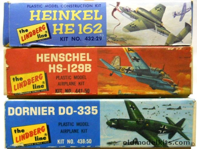 Lindberg 1/72 Heinkel He-162 / Henschel HS-129B / Dornier Do-335, 432-29 plastic model kit