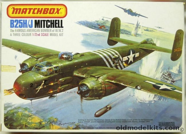 Matchbox 1/72 North American B-25H or B-25J Mitchell - 1st ACG 10th AF USAAF India/Burma 1944 / RAF Free French No.342 Lorraine Sq / RAF 180th Sq 1944, PK-405 plastic model kit