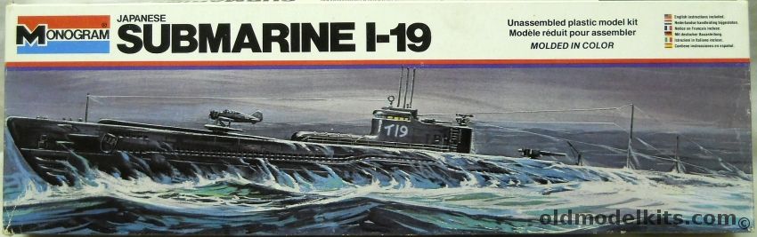 Monogram 1/275 Japanese Submarine I-19 with Glen Seaplane - (ex Aurora), 3103 plastic model kit