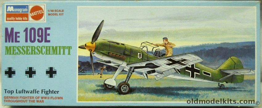 Monogram 1/48 Me-109 Messerschmitt - (Bf-109) - Blue Box Issue, 6800 plastic model kit