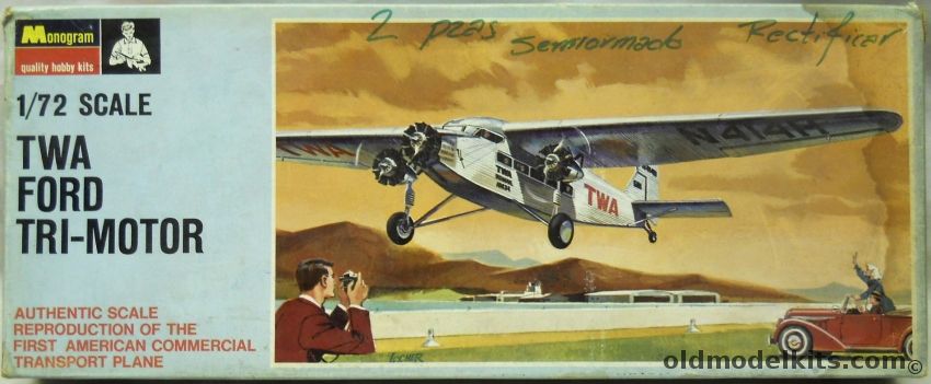 Monogram 1/77 Ford Tri-Motor TWA - Blue Box Issue, PA161-100 plastic model kit