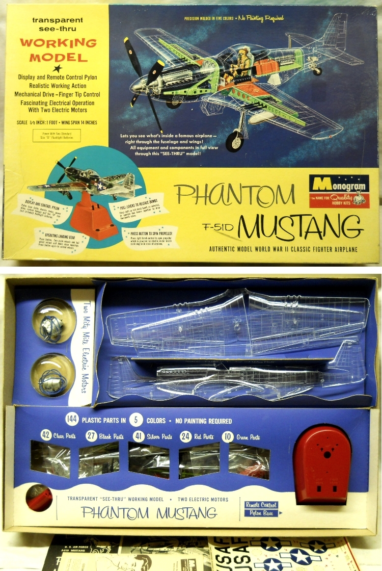 Monogram 1/32 Phantom Mustang F-51D - (P-51) See-Thru Working Model, PA67-498 plastic model kit