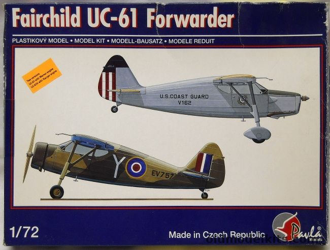 Pavla 1/72 Fairchild UC-61 Forwarder - With Warner Engine Or UC-61K With Ranger Engine - Argus M.I Or Argus Mk.III - (Civil Model 24), 72029 plastic model kit