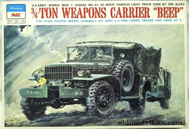 Peerless-Max 1/35 3/4 Ton Dodge Weapons Carrier Beep WC-54 with Cargo Trailer and Crew, 3503 plastic model kit