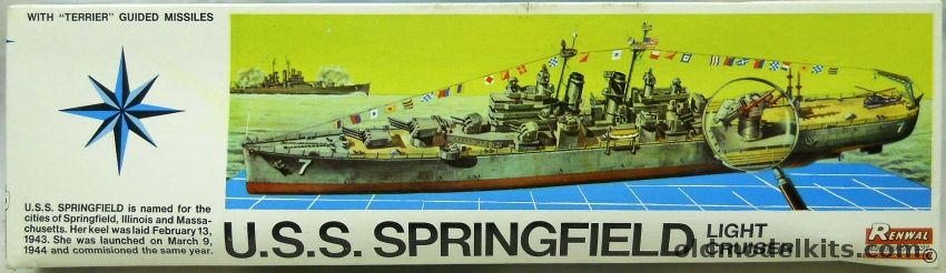 Renwal 1/500 USS Springfield Guided Missile Cruiser, 602 plastic model kit