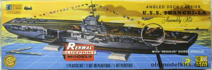 Renwal 1/500 USS Shangri-La CV-38 Aircraft Carrier with Regulus I Missiles - (Essex Class Angled Deck), 85-7819 plastic model kit