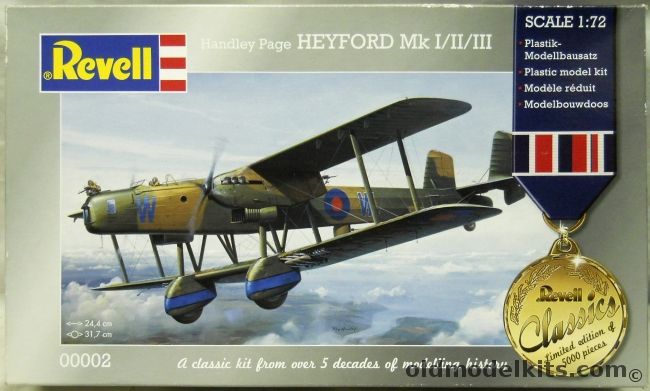 Revell 1/72 Handley Page HP-58 Heyford Mk.I /Mk.II / Mk.II, 00002 plastic model kit