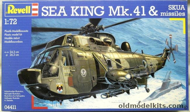 Revell 1/72 Sikorsky Sea King Mk.41 With Skua Missiles - German Federal Navy MFG 5 Kiel-Holtenau 2002 / Test Helicopter For Future Standard Paint Scheme Djibouti - Horn of Africa June 2003, 04411 plastic model kit