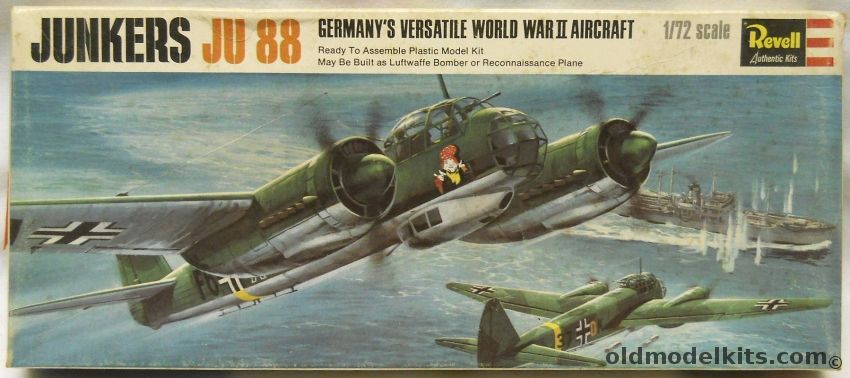 Revell 1/72 Junkers Ju-88 - Ju-88A-4 Bomber Or Ju-88D-1 Reconnaissance Versions (Ju88A4 Ju88D1), H113 plastic model kit