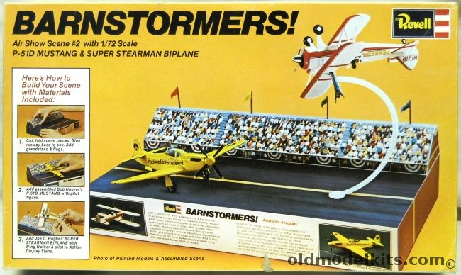 Revell 1/72 Barnstormers! Bob Hoover's P-51D Mustang and Joe C. Hughes Super Stearman - With Wing Walker and Diorama, H666 plastic model kit