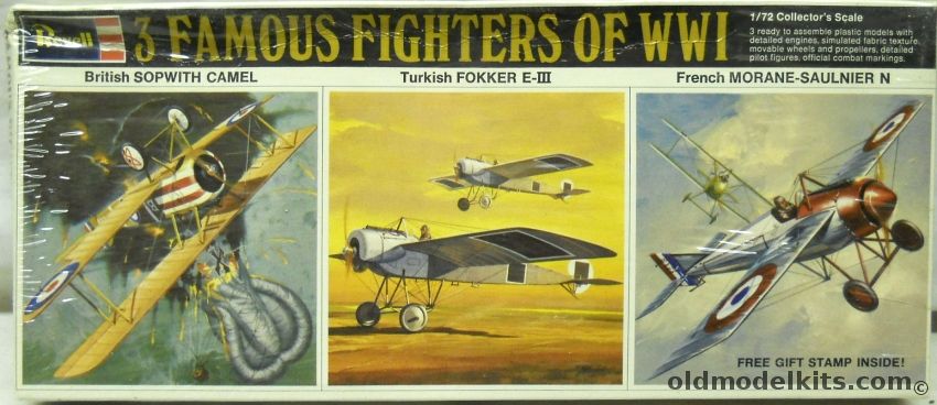 Revell 1/72 3 Famous Fighters of WWI / Sopwith Camel / Turkish Fokker E-III / Morane Saulnier N, H676-130 plastic model kit