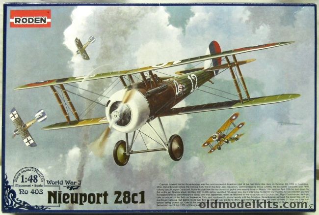 Roden 1/48 Nieuport 28 c1 - 94th Aero Squadron Lt. James A. Meissner France May 1918 / Same Pilot April 1918 / Same Sq Major John Huffer April 1918 France, RO403 plastic model kit