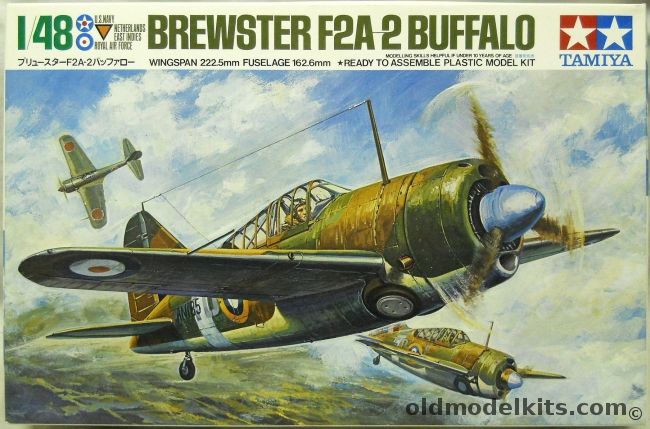 Tamiya 1/48 Brewster Buffalo F2A-2 - Netherlands East Indies Royal Air Force 1941 / Royal Australian Air Force Singapore 1941 / US Navy VF-2 USS Lexington 1940 - (F2A2), 61019 plastic model kit