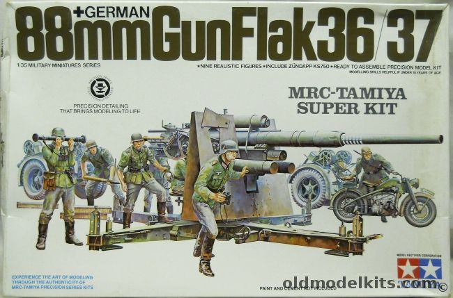 Tamiya 1/35 German 88mm Gun Flak 36/37 - With Zundapp KS750 Motorcycle and Gun Crew, MM-117A plastic model kit